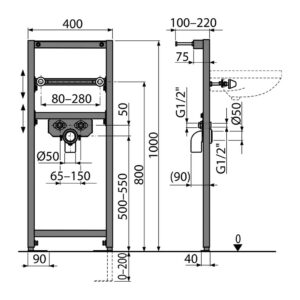 AlcaPlast A104/1000 - Montážny rám pre umývadlo