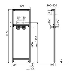 AlcaPlast A104B/1200 - Montážny rám pre batériu
