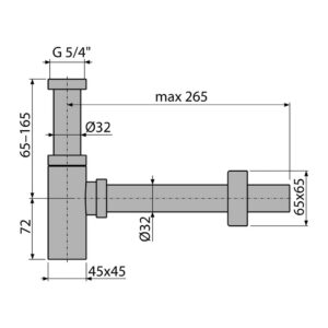 AlcaPlast A401 - Sifón umývadlový DN32 DESIGN celokovový, hranatý