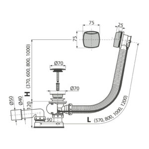 AlcaPlast A553KM1-100 - Sifón vaňový automat, kov