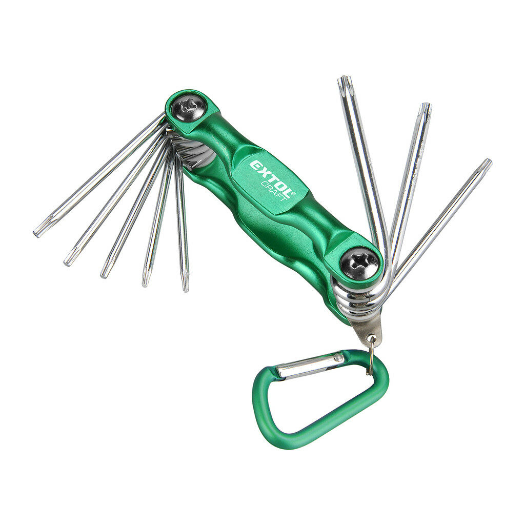 Extol Craft 66016 - Kľúče Torx skladacie, 8-dielna sada, T6-25, karabína