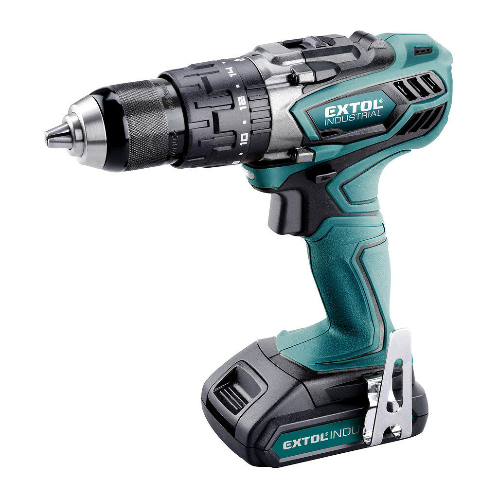 Extol Industrial 8791110 - Vŕtačka s príklepom akumulátorová 18V, akumulátor 2Ah Li-ion, 58Nm, kufor