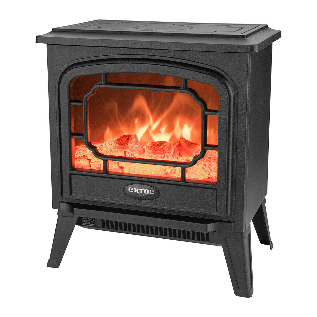 Extol Light 43420 - Krb svetelný s vyhrievaním, 900W/1800W, efekt plameňa, 41x36x24cm
