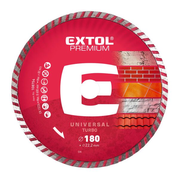 Extol Premium 108754 - Kotúč rezný diamantový Turbo, 180mm