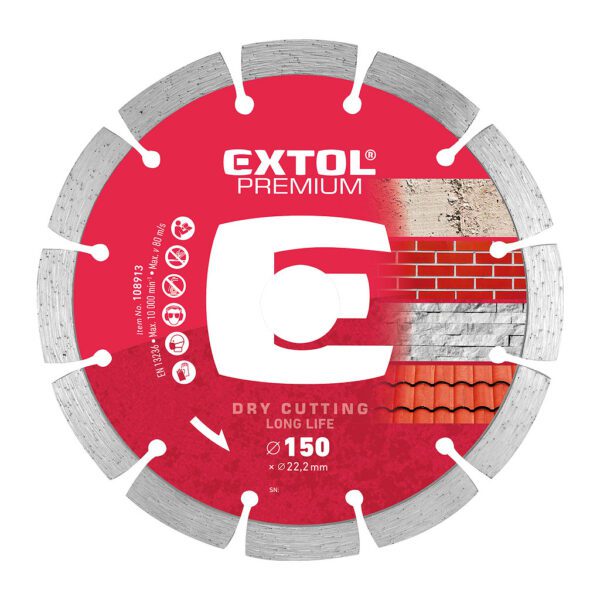 Extol Premium 108913 - Kotúč rezný diamantový segmentový Long Life, 150mm