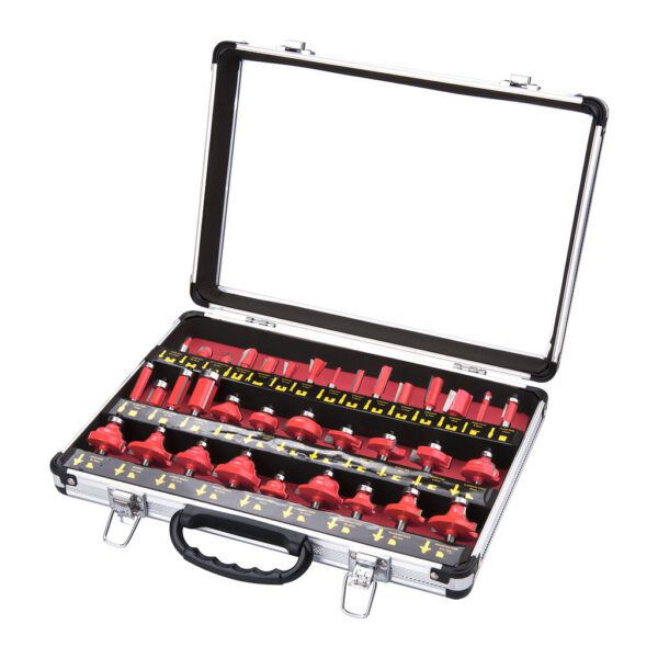 Extol Premium 44040 - Profilové frézy HSS s SK plátkami, 35-dielna sada, hliníkový kufor