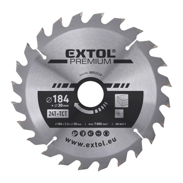 Extol Premium 8803220 - Kotúč pílový s SK plátkami, ø184x3,2x30mm, 24z