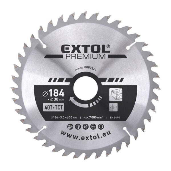 Extol Premium 8803221 - Kotúč pílový s SK plátkami, ø184x3,2x30mm, 40z