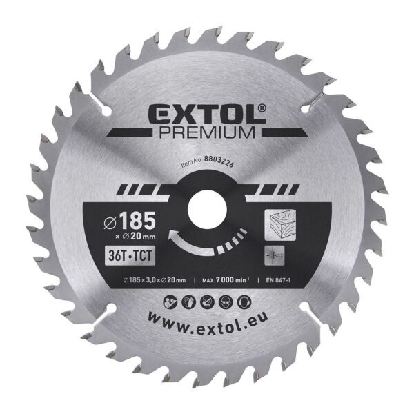 Extol Premium 8803226 - Kotúč pílový s SK plátkami, ø185x3,2x20mm, 36z