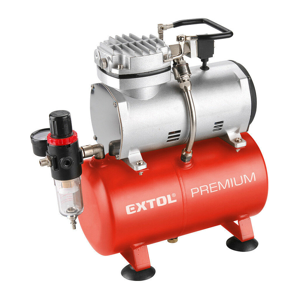 Extol Premium 8895300 - Kompresor bezolejový, príkon 150W, prac. tlak 600kPa, nádrž 3l