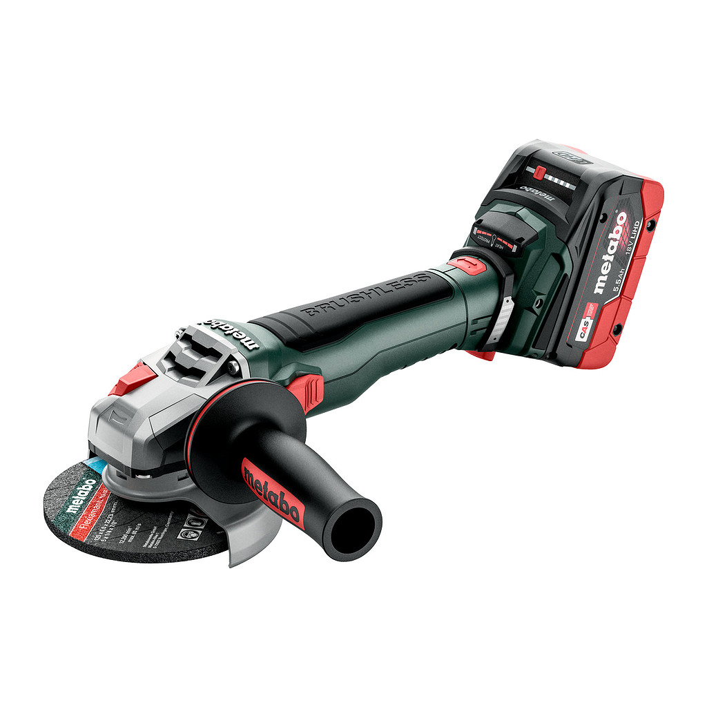 Metabo 613054660 - WB 18 LT BL 11-125 Quick - AKU uhlová brúska, 18V 2x5.5Ah LiHD, Nabíjačka ASC 145, metaBOX 165 L, s brzdou, rýchloupínacou maticou