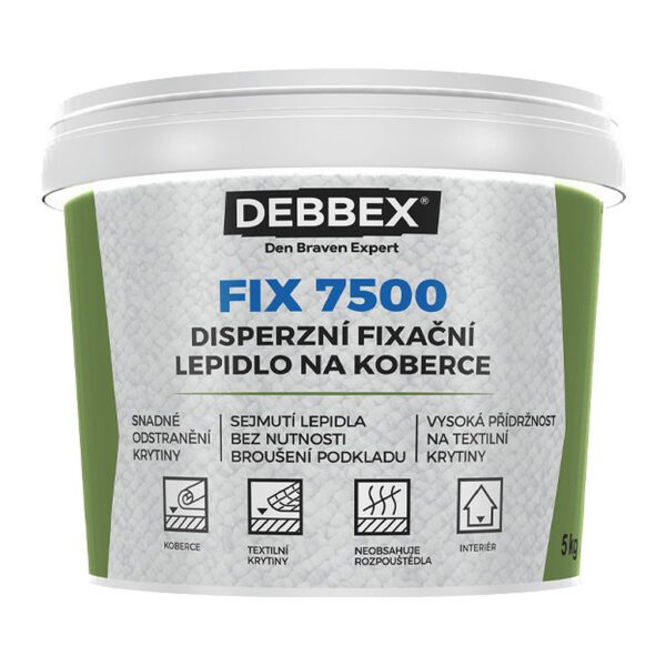 Den Braven 510053RL - Disperzné fixačné lepidlo na koberce FIX 7500 5 kg vedro biela