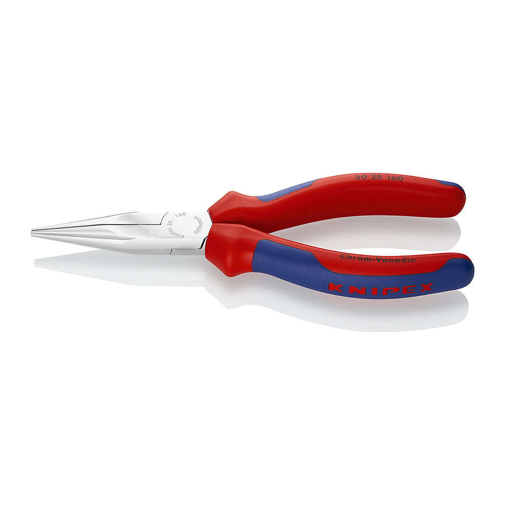 Knipex 30 25 160 - Kliešte s dlhým nosom s multi-komponentnými úchopmi pochrómované 160 mm