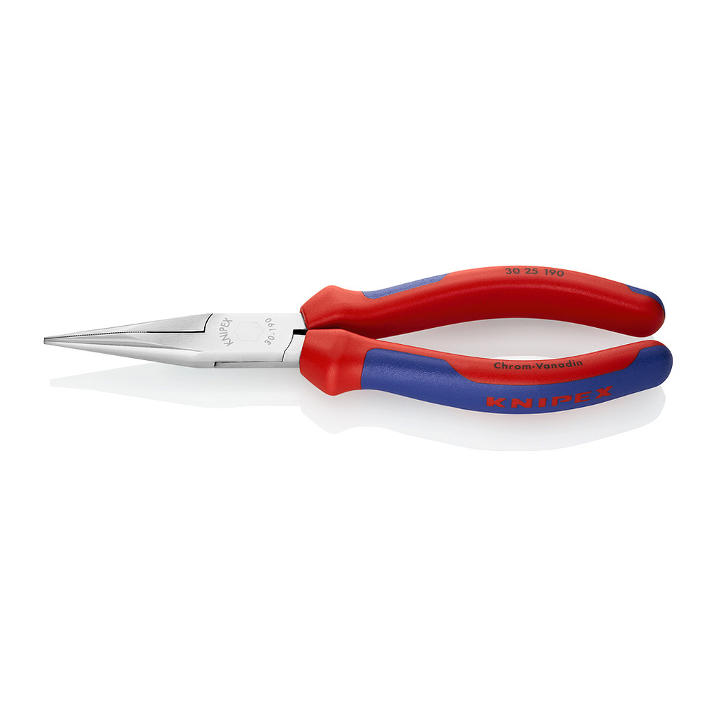 Knipex 30 25 190 - Kliešte s dlhým nosom s multi-komponentnými úchopmi pochrómované 190 mm