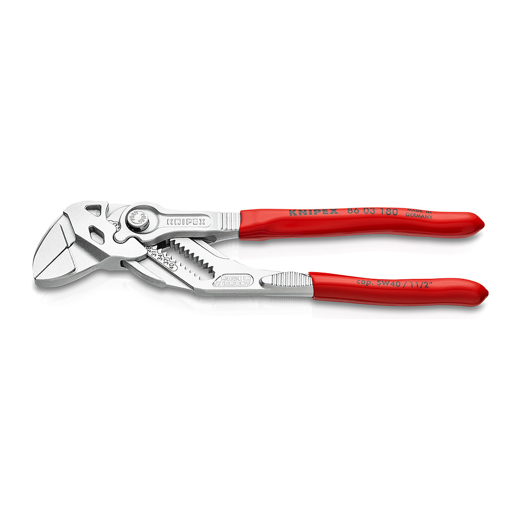 Knipex 86 03 180 - Kliešťové kľúče Kliešte a kľúč v jednom náradí poplastované pochrómované 180 mm