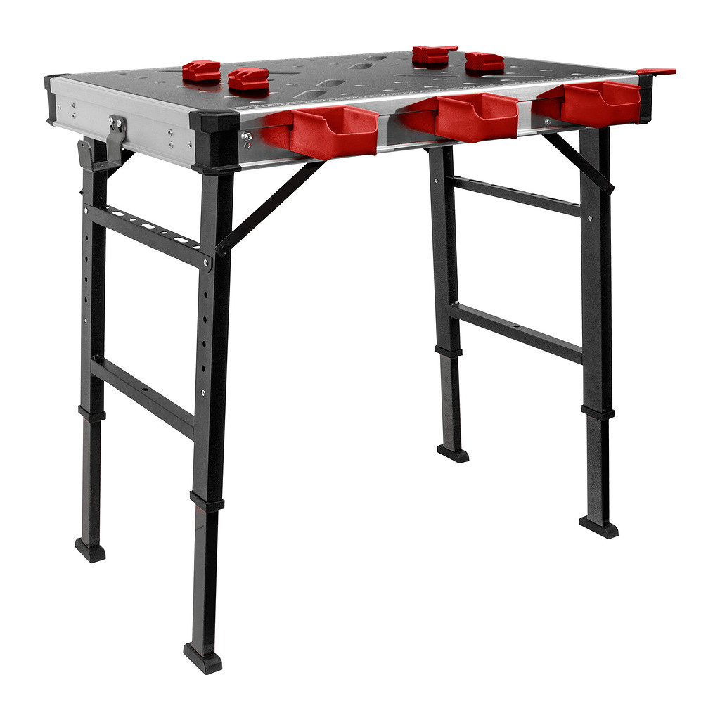 Fortum 4759990 - Stôl pracovný skladací, max. 450kg, 845x598x735-885mm, fixačné otvory