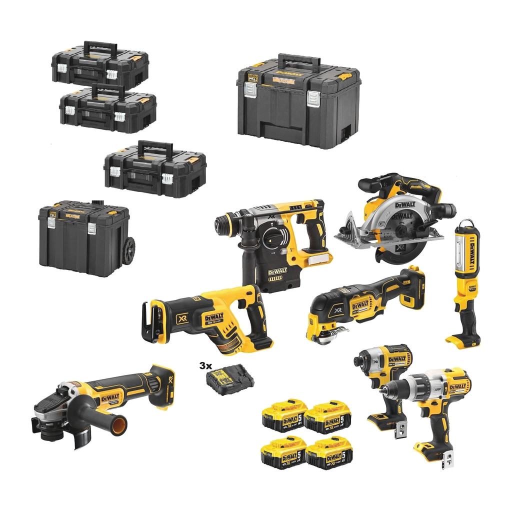 DeWALT DCK853P4T - AKU súprava, 18V, 4×AKU 5,0Ah, TSTAK™ 3×VI, 1×II pod