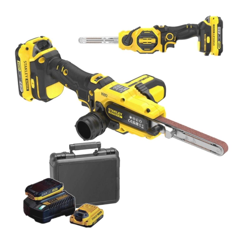 Stanley SFMCE210D2K - AKU pásový pilník, 18V, FatMax® V20, 2×AKU 2,0Ah
