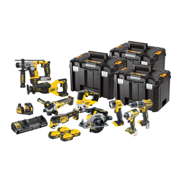 DeWALT DCK1012P4T - AKU súprava náradia, 18V, XR®, 4× AKU 5,0Ah (DCH172, DCD796, DCF887, DCG405, DCS565, DCS382, DCS334, DCS356, DCE088NG18, DCL040), TSTAK™