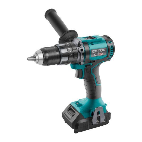 Extol Industrial 8791802 - Vŕtačka s príklepom aku Share20V, 1x 2Ah, 80Nm, bezuhlíkový motor, kufor