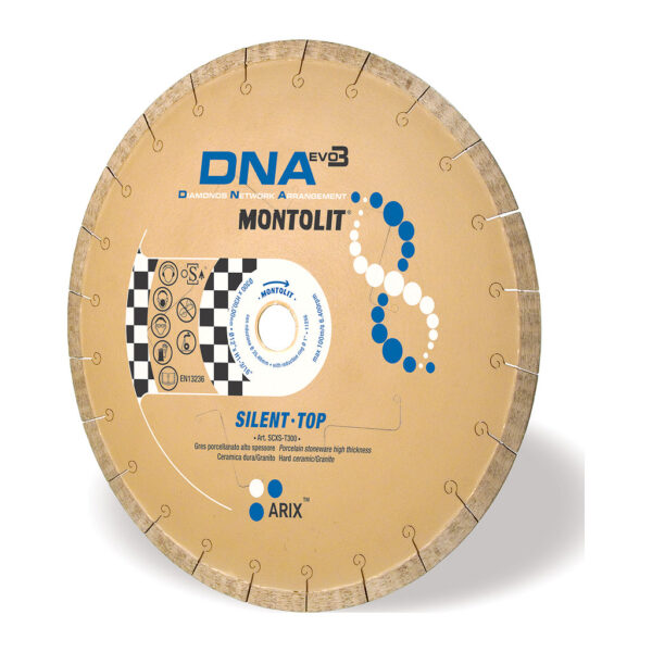 Montolit SCXS-T350 – Diamantový kotúč DNA SILENT-TOP, výkonnejší a tichší, na najtvrdšiu keramiku/gres, kameň a liaty čadič, mokrý rez, Ø350mm