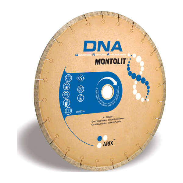 Montolit SCX350 – Diamantový kotúč celoobvodový DNA na najtvrdšiu keramiku, slinutú dlažbu, kameň a liaty čadič (EUTIT), mokrý rez, Ø350mm