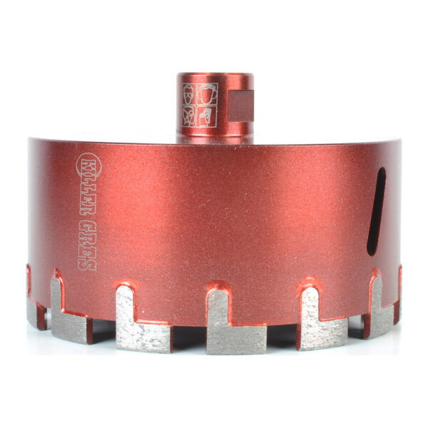 Montolit FT-S120 – Diamantová korunka Killer na suché vŕtanie, na uhlovú brúsku, keramika/slinutá dlažba (gres)/kameň, Ø120mm