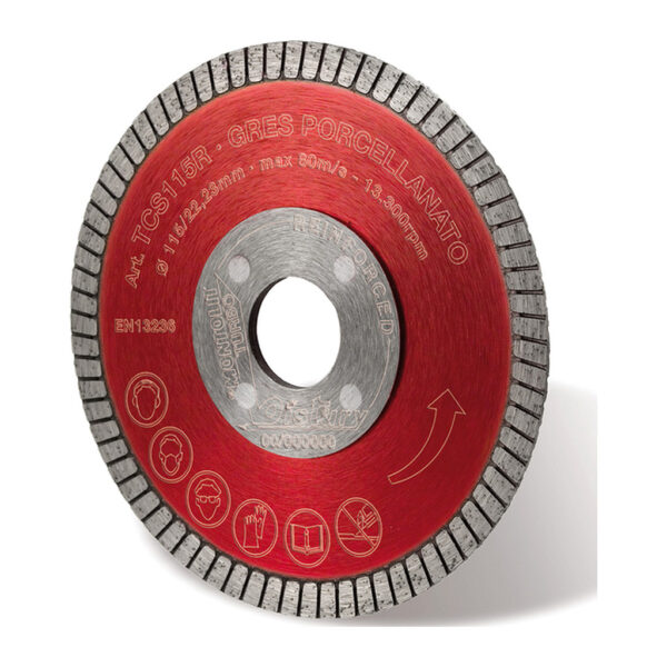 Montolit TCS125R – TURBO diamantový kotúč na jemnú a tvrdú keramiku, gres a žulu, zosilnené telo, mokrý/suchý rez, Ø125mm