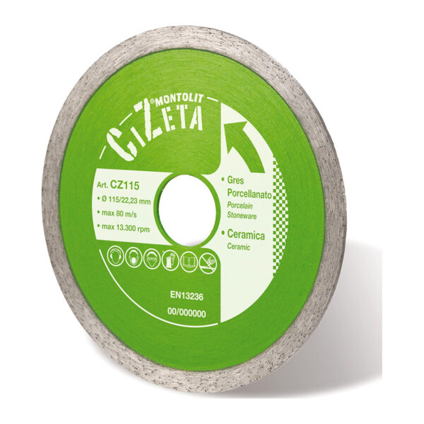 Montolit CZ115 – Diamantový kotúč, celoobvodový, univerzálny na keramiku/žulu/mramor/sklo, mokré/suché rezanie, 115mm