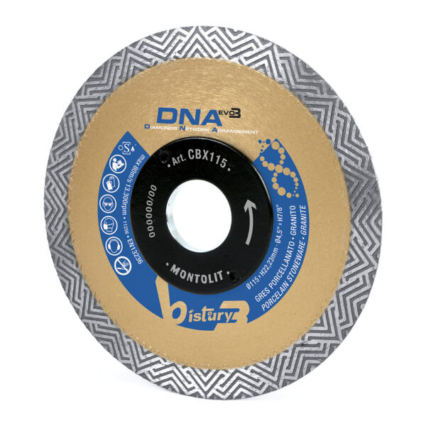 Montolit CBX115 – Diamantový kotúč DNA, celoobvodový, 115mm, mokré/suché rezanie, čistý rez